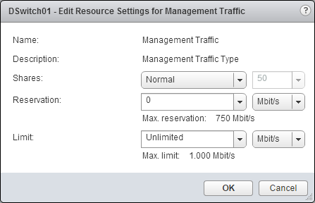 Editando las opciones de Resoruce Settings de red