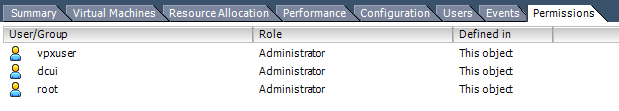 Usuarios locales de un servidor ESXi