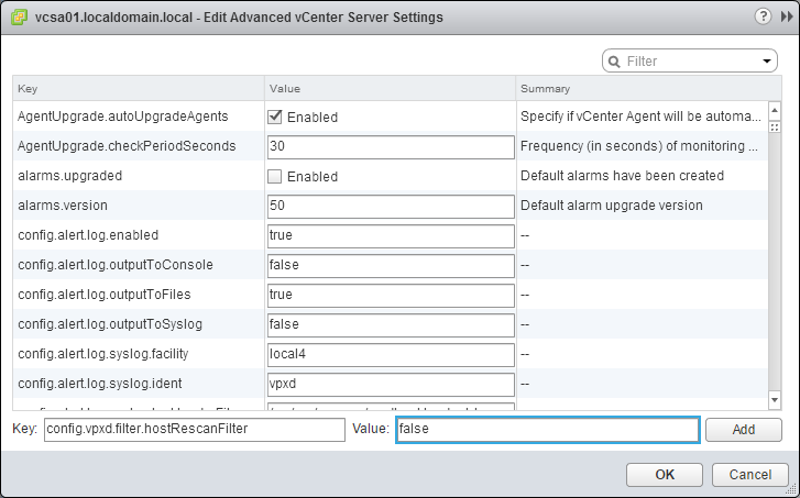 vCenter Storage Filters