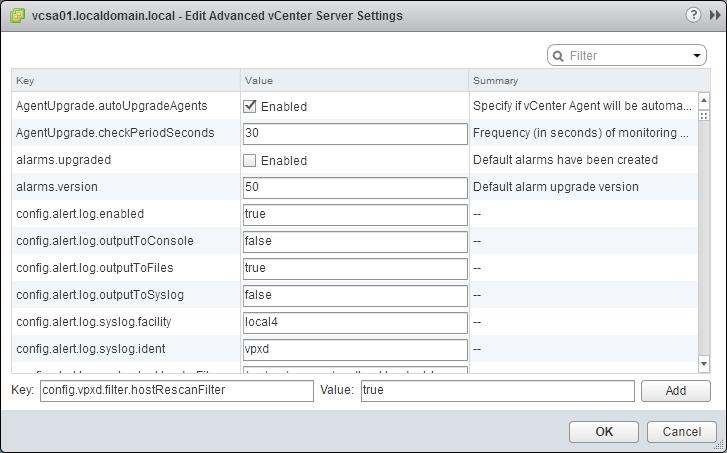vCenter Storage Filters